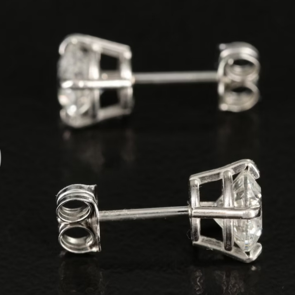 Platinum 1.54 CTW Diamond Stud Earrings with Online GIA Dossier and GIA eReport - Picture 5 of 9